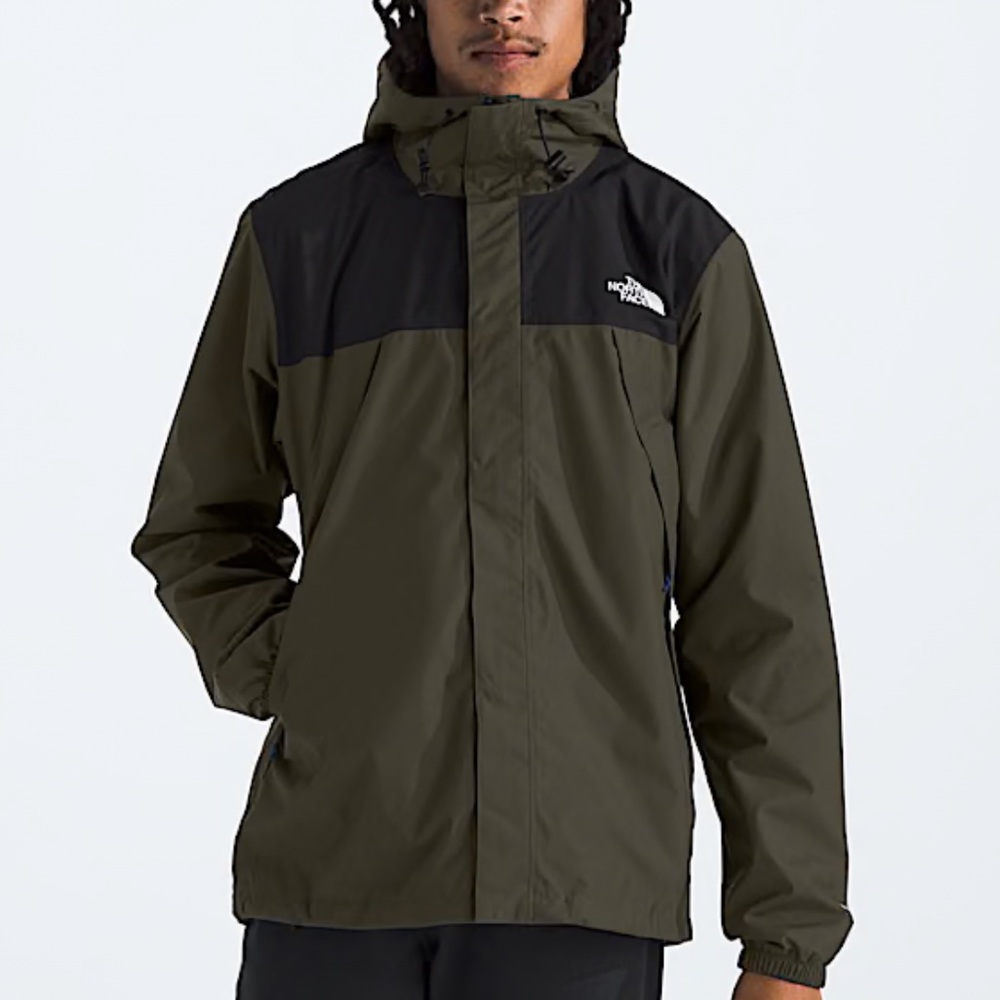 The North Face Olive Green and Black Waterproof Hooded Jacket